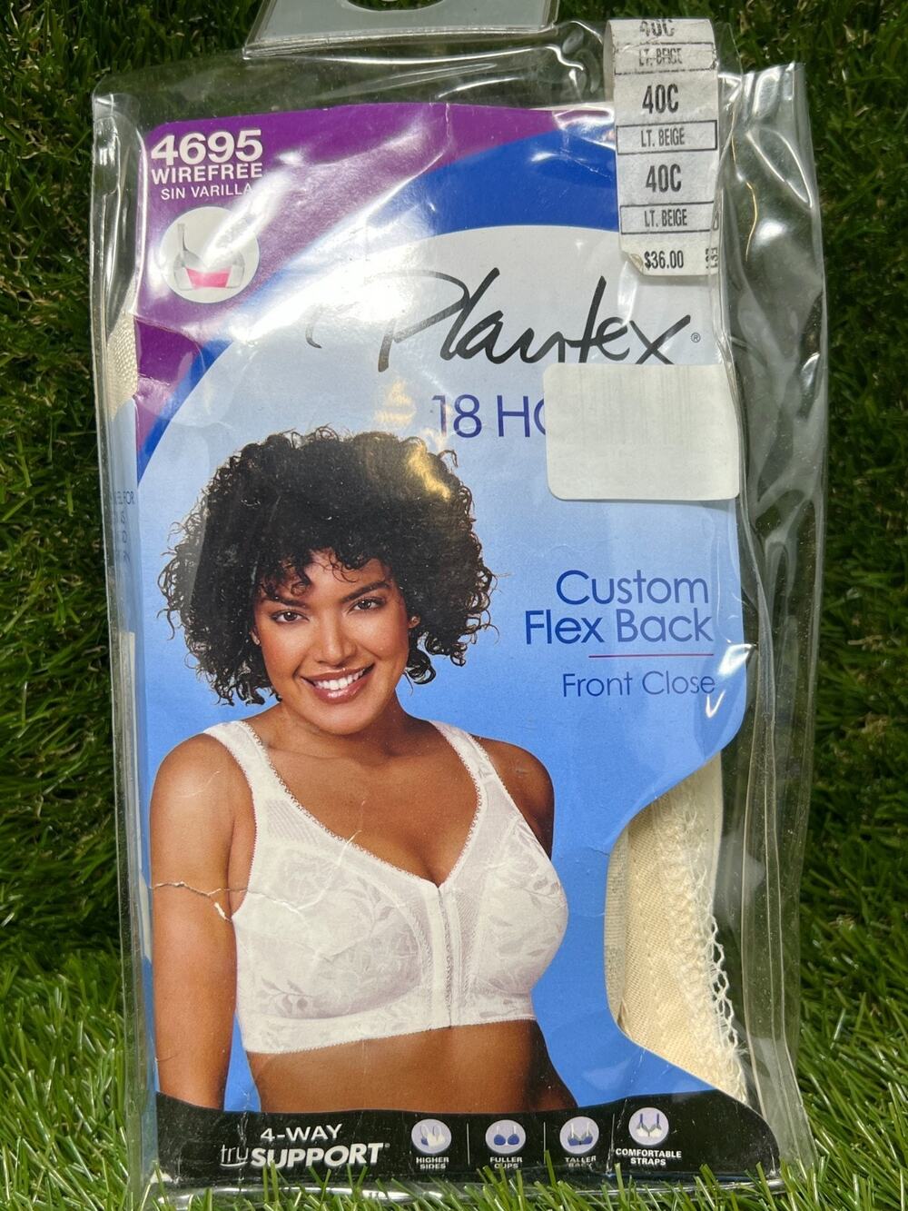 Playtex 40C 4695 18 Hour Supportive Front Close Flexible Back Wireless Bra